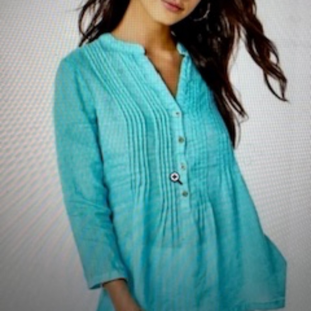 WORN ONCE! EUC Lilly Pulitzer Turquoise Linen Sarasota Top, Original Price $148!